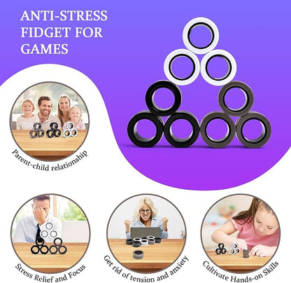 Cevioce 9 PCS Magnetic Ring Fidget Toys Set, ADHD Anxiety Magnetic Finger - Image 6