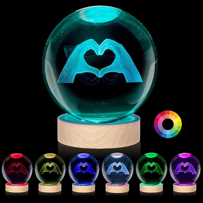 Kopesmsy 3D Crystal Ball Lamp, 3.15 inch 3D K9 Crystal Ball Night Light - Image 7