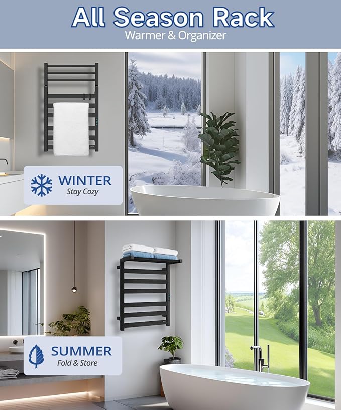 Towel Warmer Rack with WiFi, 6 Bars Large Towel Racks with Temperature & Timing - Image 5