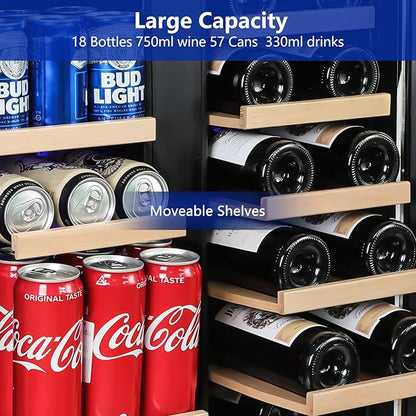 Wine and Beverage Refrigerator, 24 Inch Dual Zone Wine Beverage Cooler - Image 4