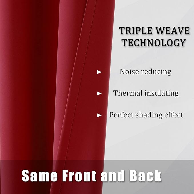 DUALIFE Red Blackout Curtains 45 Inches Long Short Kitchen Curtains - Image 5