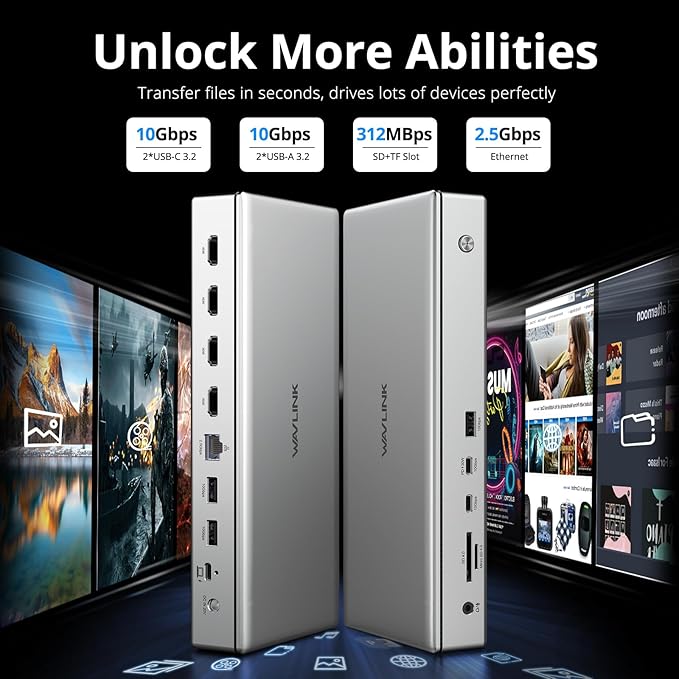 WAVLINK Pro Docking Station 4 Monitors | Quad 4K Displays - Image 4