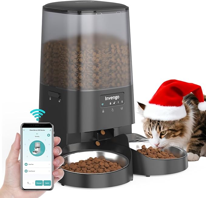 Automatic Cat Feeder with App Control, 5L Food Dispenser by InvengoSmartCare