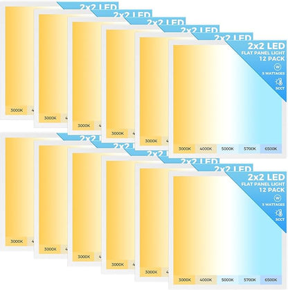 AIKVSXER 12 Pack 2x2 LED Flat Panel Light, Flush Mount Ceiling Light Kitchen by AIKVSXER