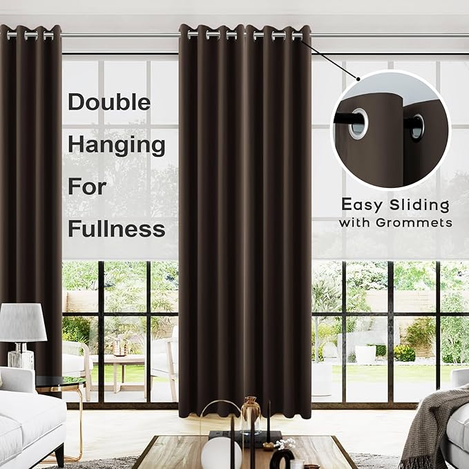 96 Inch Long Dark Brown Living Room Curtains - Image 2