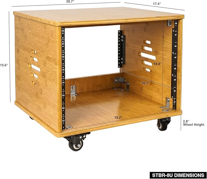 Sound Town DIY 8U Solid Carbonized Bamboo Studio Rack w/ 16" Depth, Ventilation - Image 2
