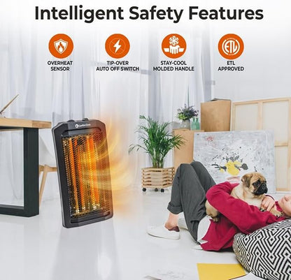 Comfort Zone Indoor Tower Space Heater, Adjustable Thermostat, Radiant Heat - Image 2