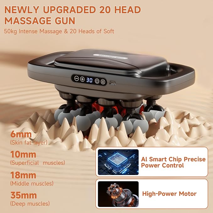 Bnbvo 20 Head Massage Gun, Massage Gun Deep Tissue - Image 2
