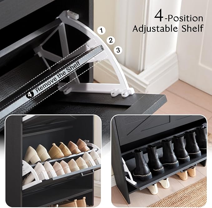 Shoe Storage Cabinet, Farmhouse Shoe Organizer - Image 4