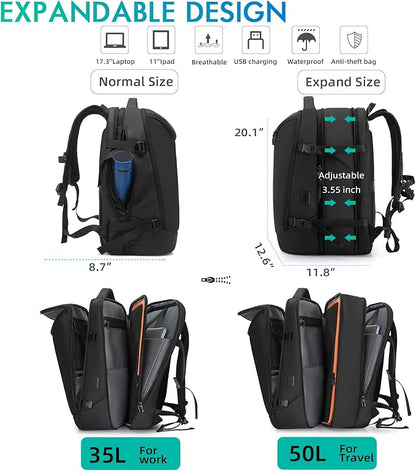 50L Carry on Travel Backpack, Expandable Airline Approved Backpacks - Image 4