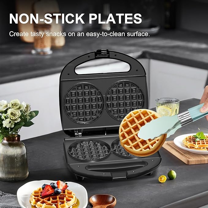 OSTBA Mini Waffle Maker 750W, Double 4-Inch Belgian Waffles Iron, Nonstick - Image 4