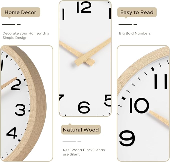 AKCISOT Wall Clock 14 Inch, Boho Large Wall Clocks Battery Operated Non Ticking - Image 4