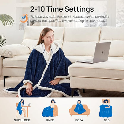Westinghouse Wearable Heated Throw Blanket, Electric Heated Wrap Poncho Shawl - Image 4