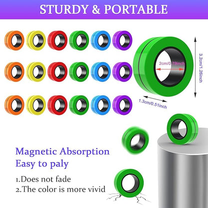 Cevioce 18 PCS Magnetic Ring Fidget Toys Set, ADHD Anxiety Magnetic Finger - Image 3