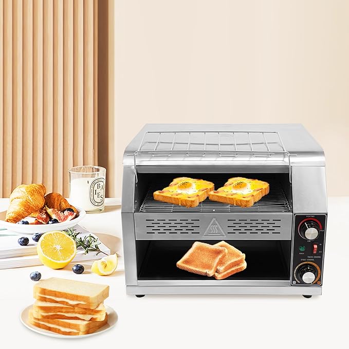 2400W Stainless Steel Countertop Bread Oven, Commercial Toaster Conveyor - Image 4