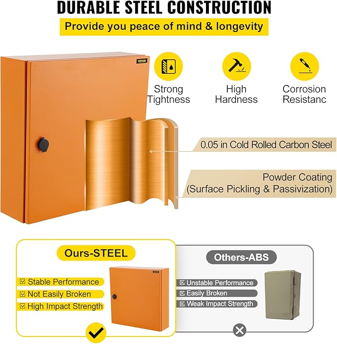 VEVOR Electrical Enclosure, NEMA 4 Outdoor Enclosure, IP65 Waterproof & - Image 3