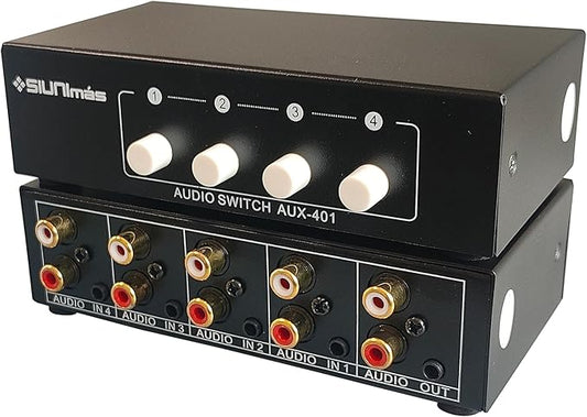 SIUNIMAS 4-in 1-Out RCA and 3.5mm Aux Audio Receiver Switching Box 4 Channels by Unknown