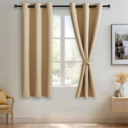 JIUZHEN Beige Blackout Curtains by JIUZHEN