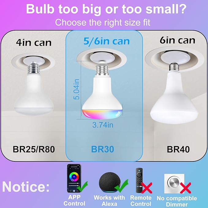 HYDONG Smart Light Bulbs，BR30 Smart Bulbs Compatible - Image 4