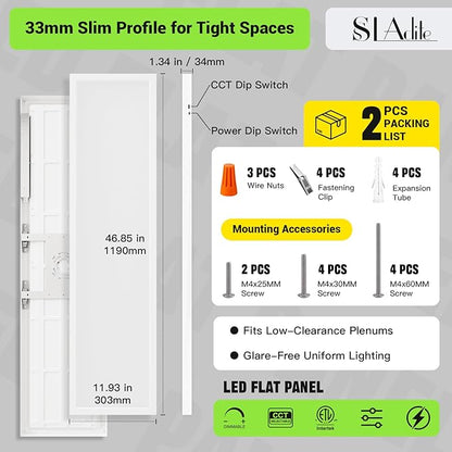 1x4 LED Flat Panel Light, Surface Mount Ceiling Light, 5CCT - Image 6