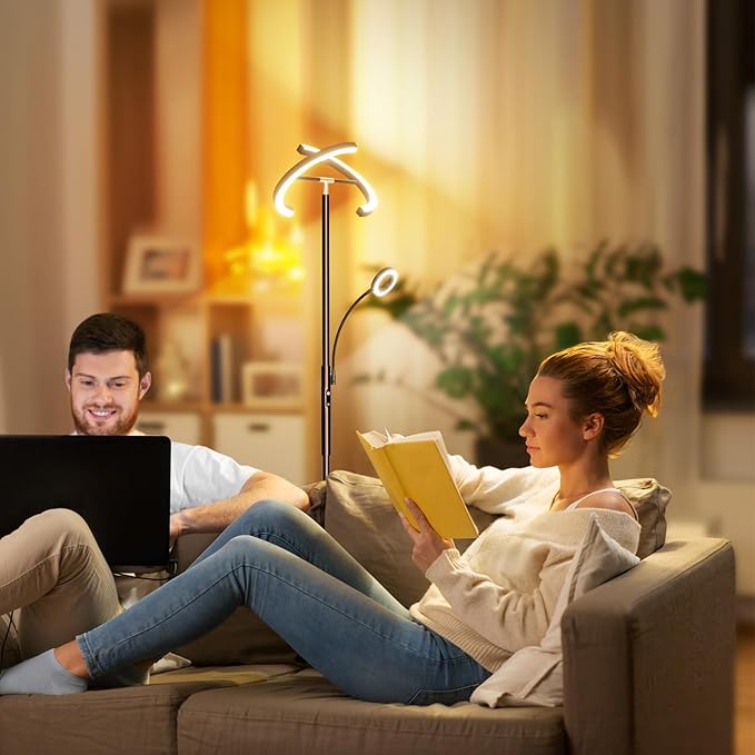 SIBRILLE 2-in-1 Brown LED Floor Lamp - Image 6