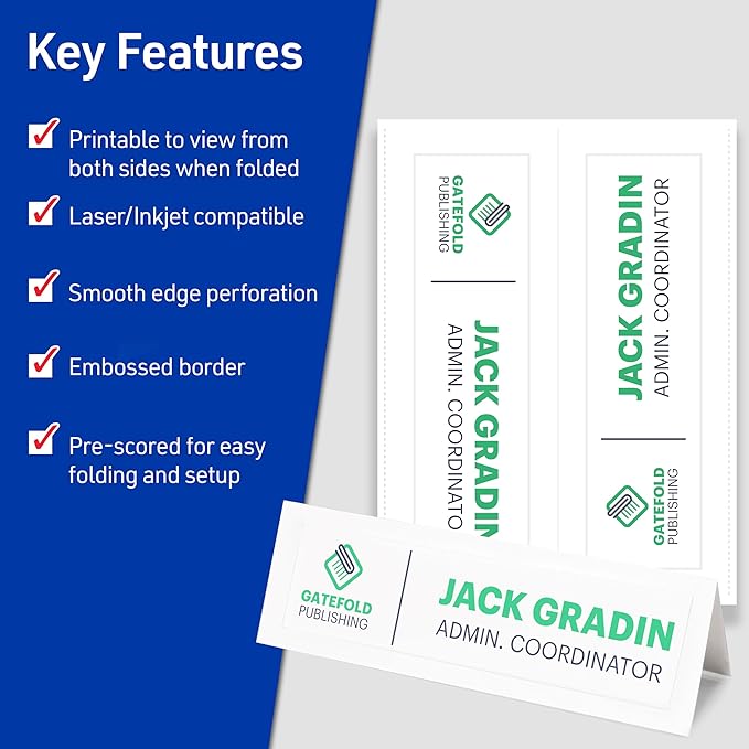Avery Printable Tent Cards, 3.5" x 11", 50 Blank Place Cards - Image 2