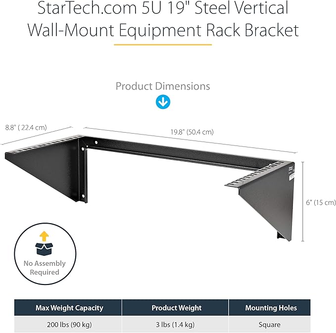 StarTech.com 5U Vertical Wall Mount Rack - 19in Low Profile Open Wall Mounting - Image 3