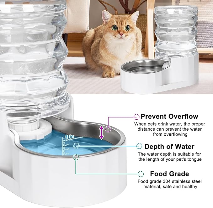 RIZZARI Dog Water Bowl Dispenser: 5L Large Stainless Steel Gravity Feeder - Image 5