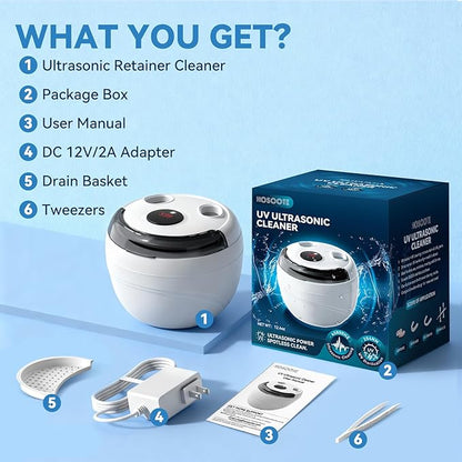 Hosoote Dental Ultrasonic Retainer Cleaner Machine, 45kHz Cleaning Pod - Image 8