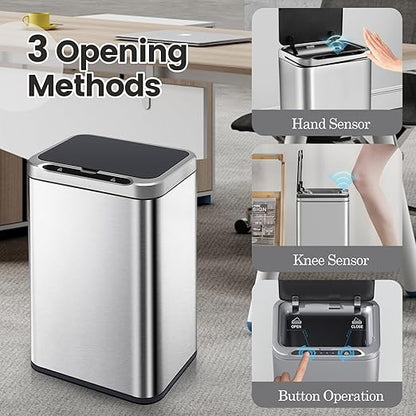 ELPHECO Stainless Steel Office Trash Can Motion Sensor Garbage Can Touchless - Image 4