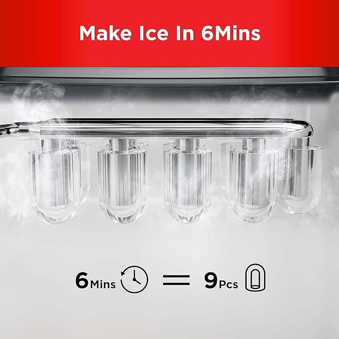 Silonn Ice Makers Countertop, 9 Cubes Ready in 6 Mins, Self-Cleaning Ice Machine - Image 3