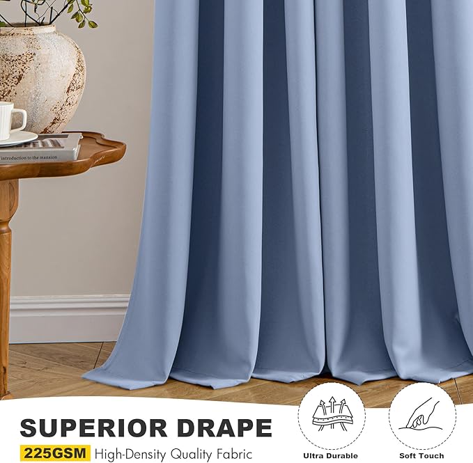 MIULEE Denim Blue Blackout Curtains - Image 5