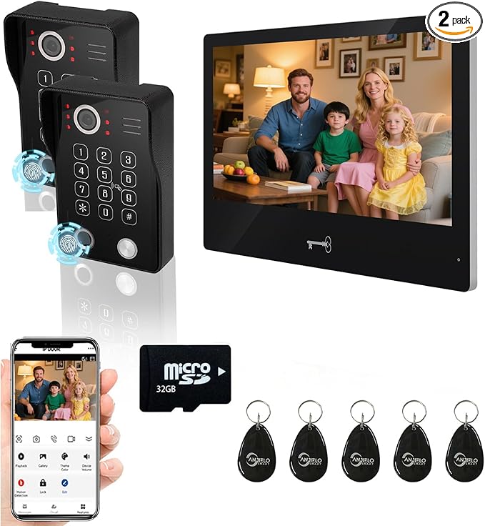 Wired Video Apartment Intercom System, Door Phone Kit, 10 Inch Touch Monitor by ANJIELOSMART