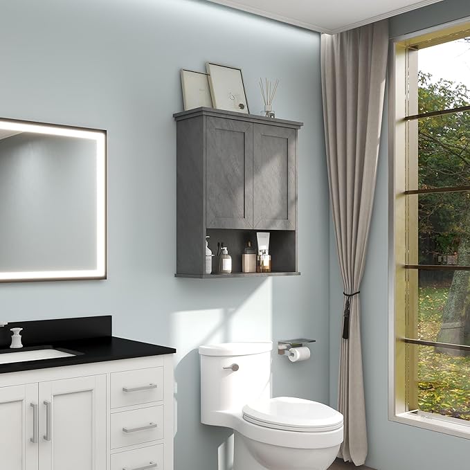 Bathroom Wall Cabinet Over Toilet Storage Cabinets 25x30 in Above Toilet Wood - Image 3