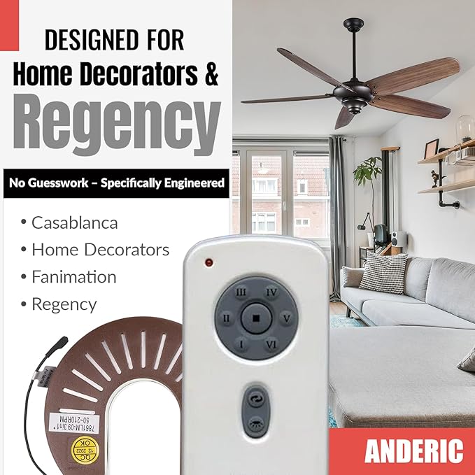 Anderic RH786R/RR787T-KIT 6-Speed DC Ceiling Fan Remote Control Kit Replacement - Image 5