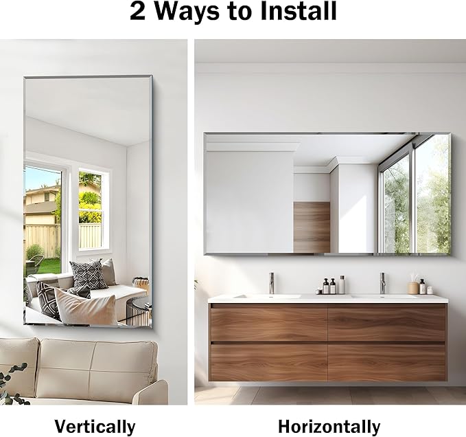 CILIBER Beveled Bathroom Mirror, 30x60 Large Frameless Mirrors - Image 5