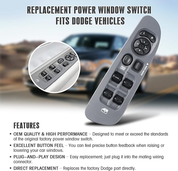 Master Power Window Switch and Bezel 56049805AB - Image 6