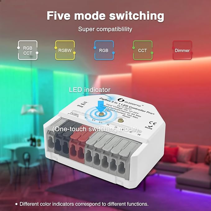 GLEDOPTO ZigBee 3.0 Pro Mini LED Strip Controller 5 Modes in 1 RGBCCT RGBW RGB - Image 2