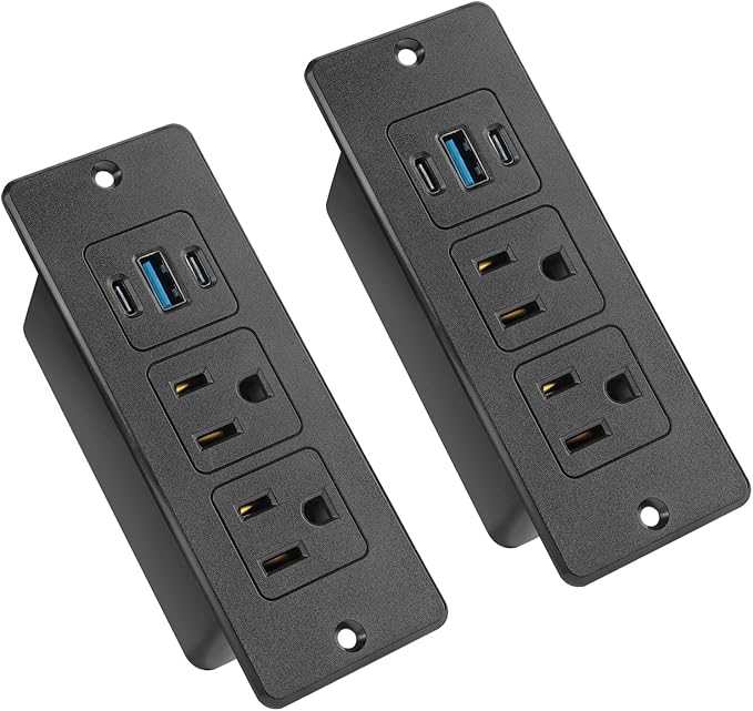 2 Pack Recessed Power Strips USB, 20W Fast Charging Furniture Outlets by Havorbit