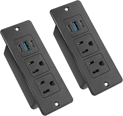 2 Pack Recessed Power Strips USB, 20W Fast Charging Furniture Outlets by Havorbit
