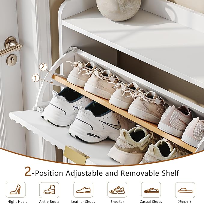 CHUWELL Fluted Shoe Cabinet Storage - Image 4