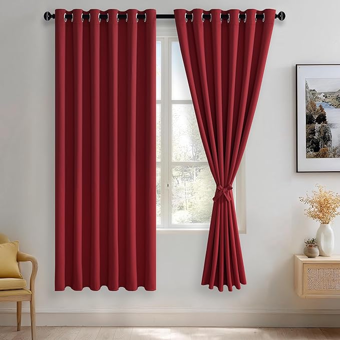 JIUZHEN Red Blackout Curtains by JIUZHEN