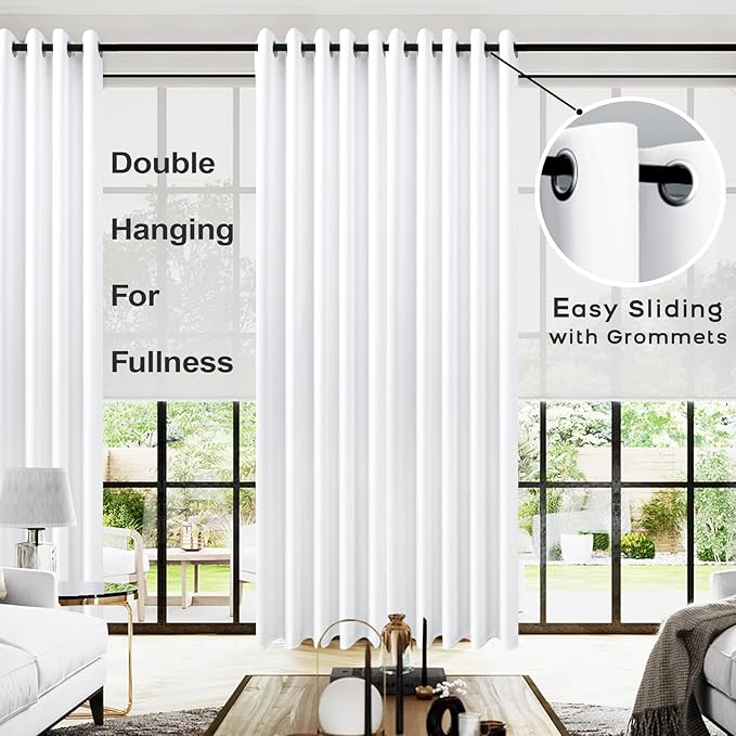 KOUFALL 96 Inch Curtains 2 Panel Set, Semi Blackout Extra Wide Living Room - Image 2