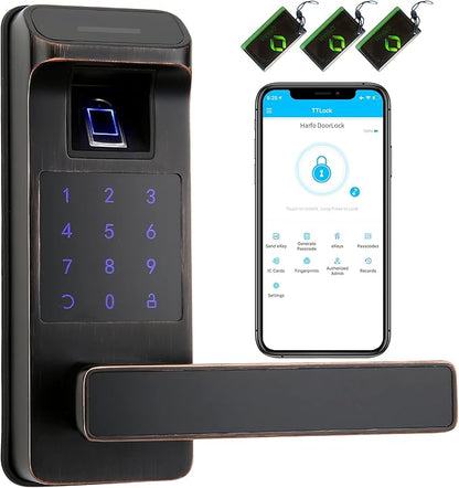 Harfo Smart Door Lock, Heavy Duty 5 in 1 Keyless Entry Door Lock, Full App by HARFO