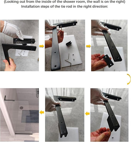 Shower Glass Support Bar, Both Sides Available, Frameless Bathroom Glass Clamp - Image 7