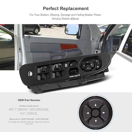 BASIKER Master Power Window Switch and Bezel Driver Side and Window Bezel - Image 2