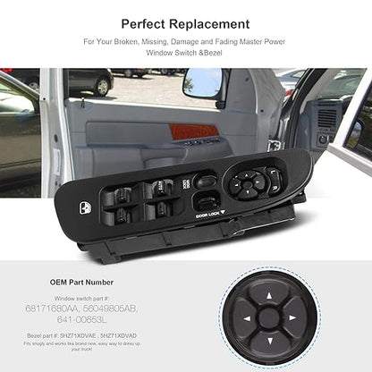 BASIKER Master Power Window Switch and Bezel Driver Side and Window Bezel - Image 2