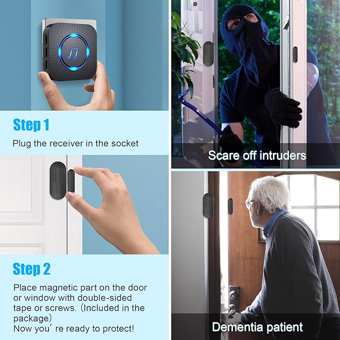 SanJie Door Sensor Chime for Door Opens, Door Entry Chime for - Image 5