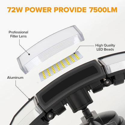 LUTEC 2 Pack 72W 7500LM LED Security Lights Motion Sensor Light Outdoor - Image 6