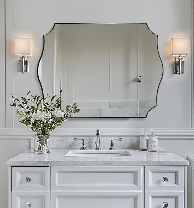 ANDY STAR Chrome Bathroom Mirror, 30x40 Inch Large Polished Chrome Mirror by ANDYSTAR